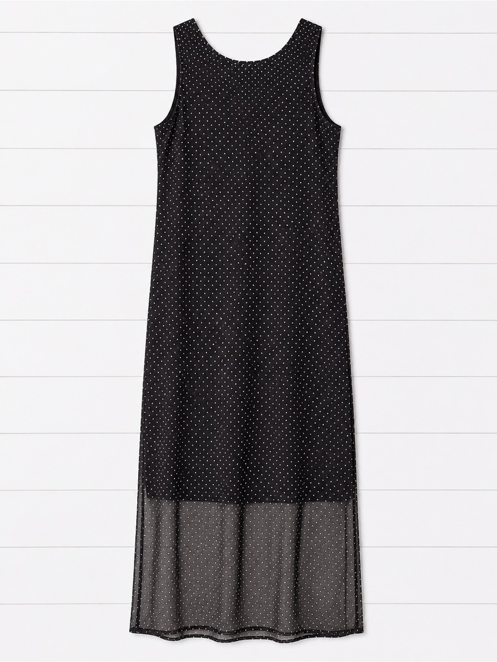 Vintage Style Exchange Black Polka Dot Mesh Maxi Dress Size Large - Picture 3 of 5